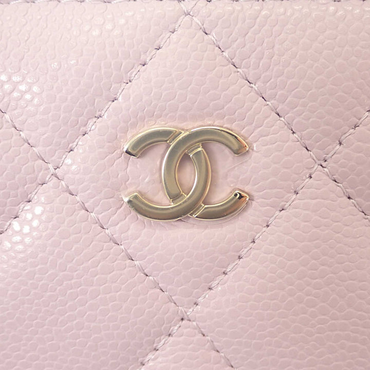 Matelassé Classic Pochette avec chaîne Cuir caviar Rose