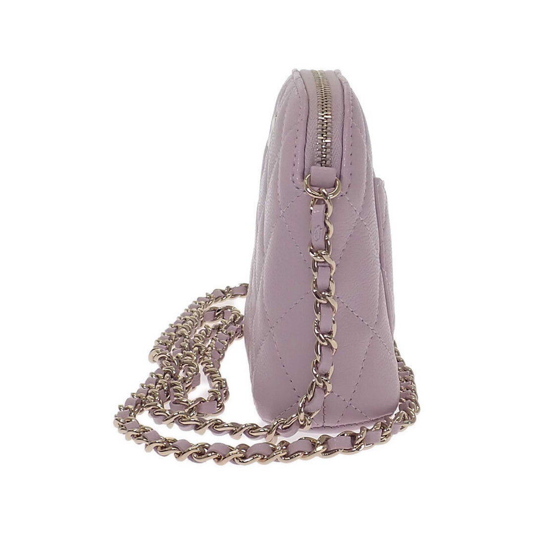 Matelassé Classic Pochette avec chaîne Cuir caviar Rose