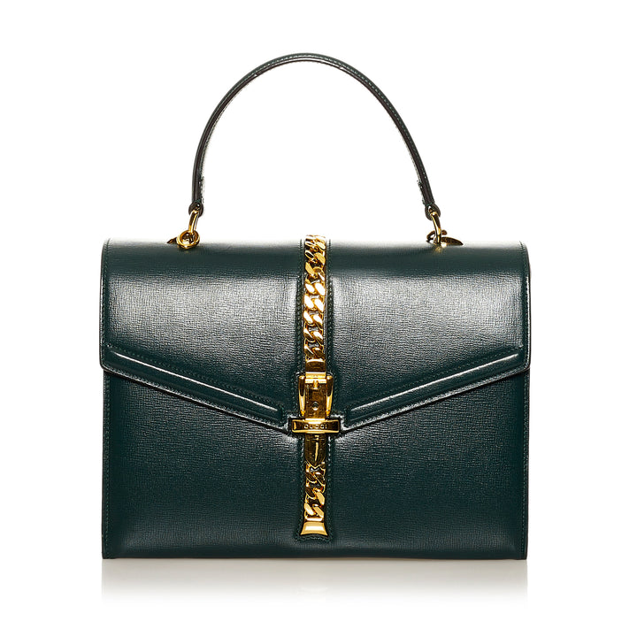 Sylvie 1969 Leather Satchel Green - Gaby Paris