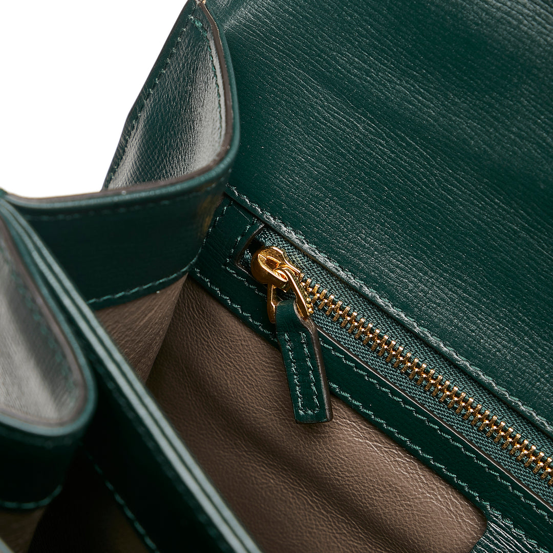 Sylvie 1969 Leather Satchel Green - Gaby Paris