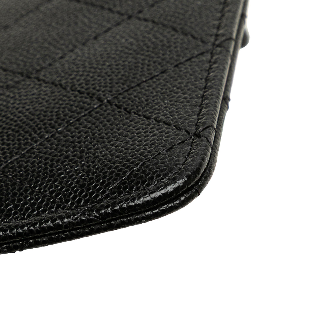 Chanel CC Quilted Caviar Card Holder Noir
