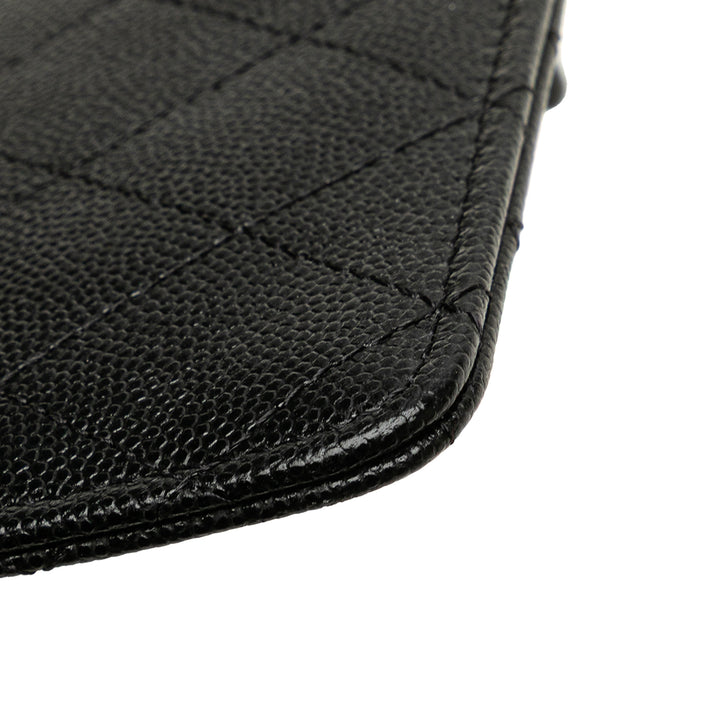 Chanel CC Quilted Caviar Card Holder Noir