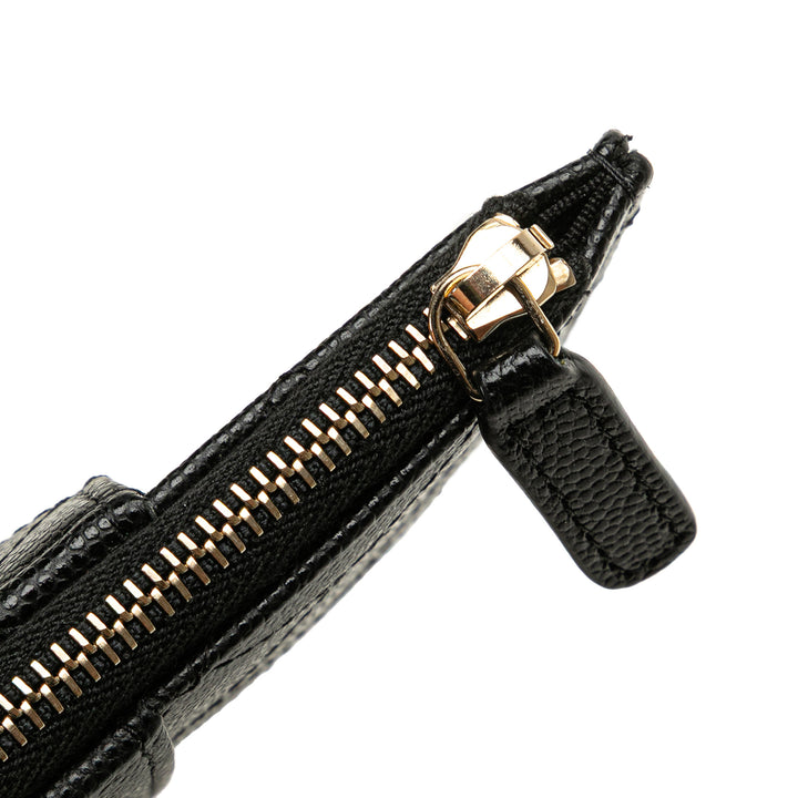 Chanel CC Quilted Caviar Card Holder Noir