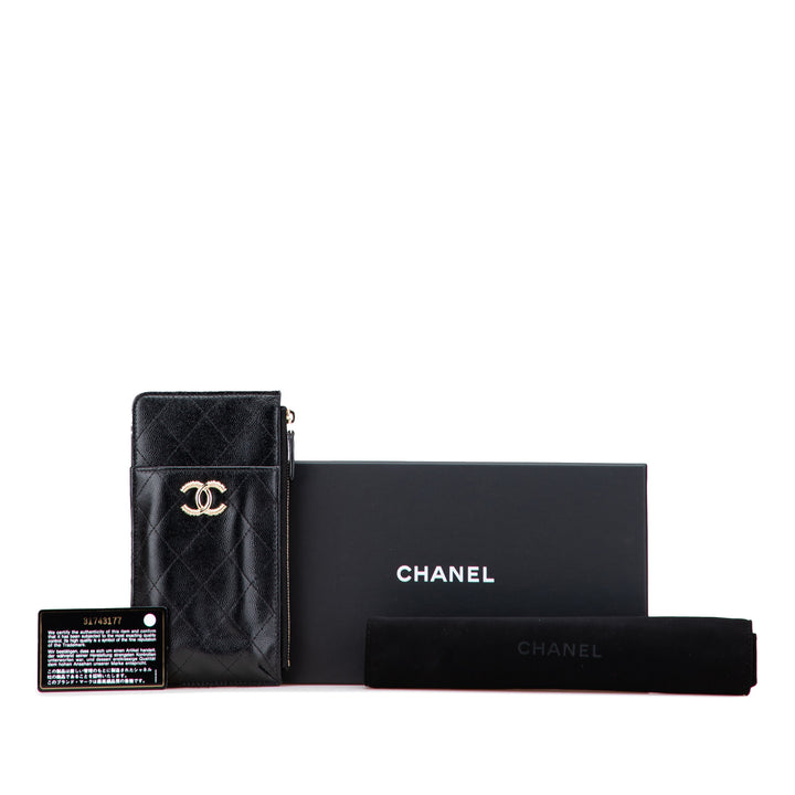 Chanel CC Quilted Caviar Card Holder Noir