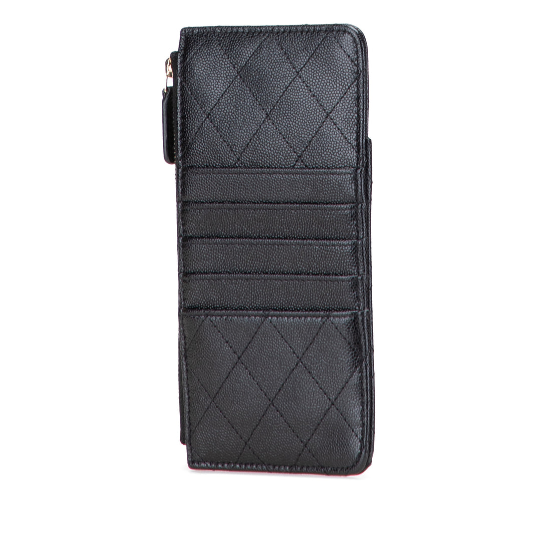 Chanel CC Quilted Caviar Card Holder Noir