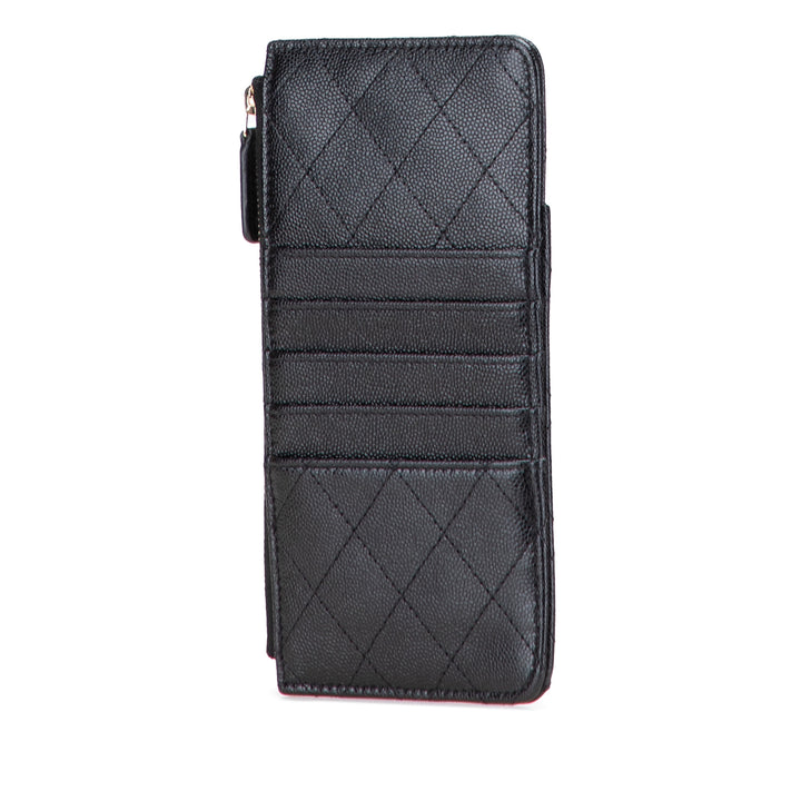 Chanel CC Quilted Caviar Card Holder Noir