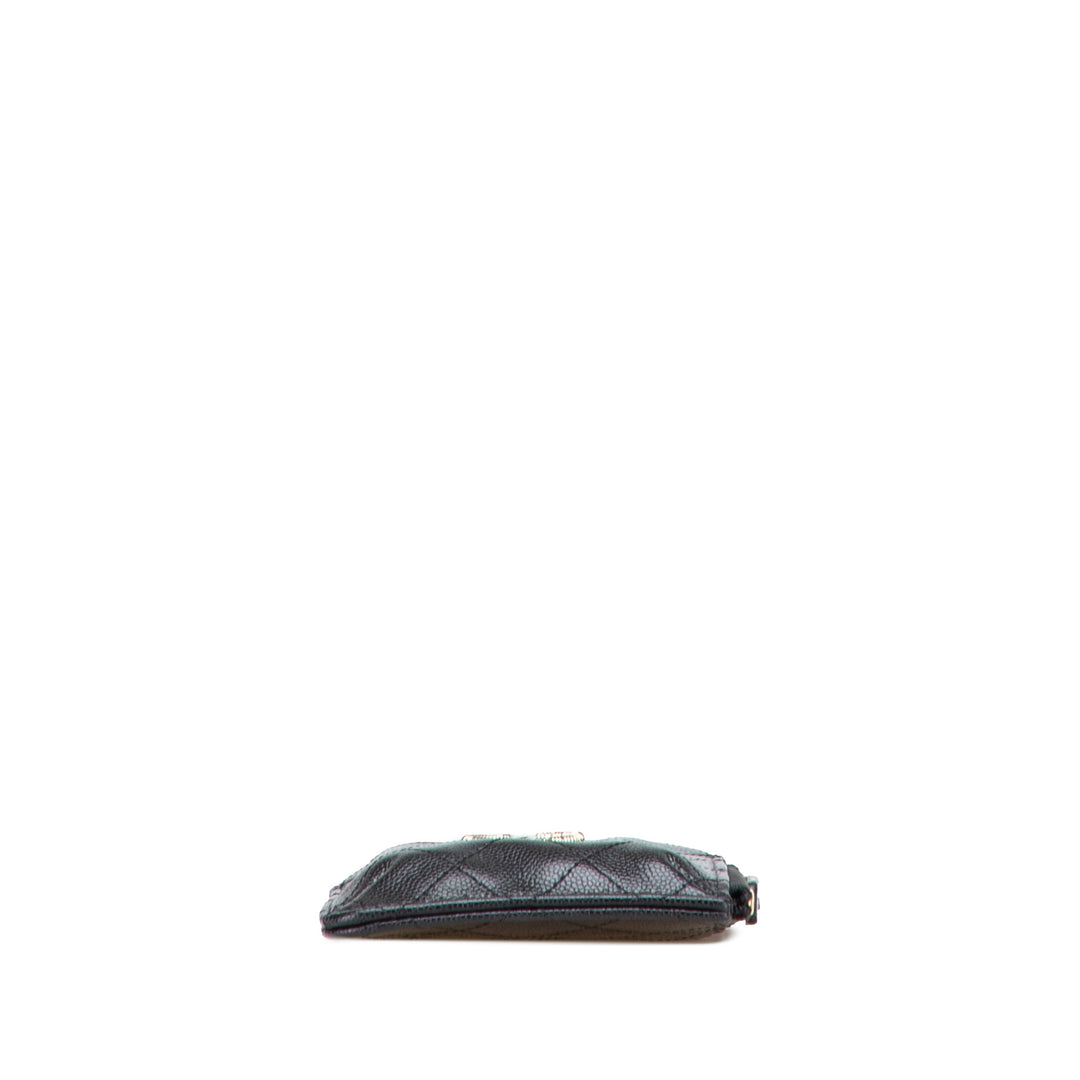 Chanel CC Quilted Caviar Card Holder Noir
