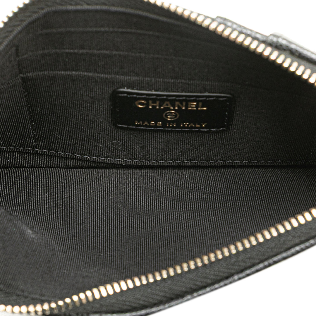 Chanel CC Quilted Caviar Card Holder Noir