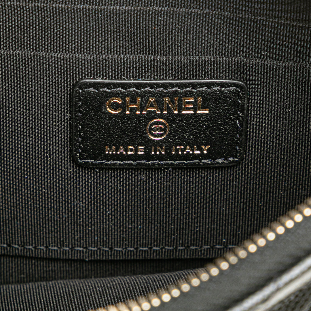Chanel CC Quilted Caviar Card Holder Noir