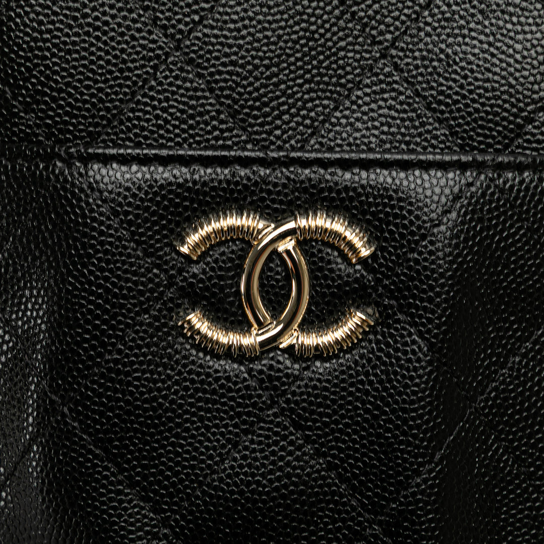 Chanel CC Quilted Caviar Card Holder Noir