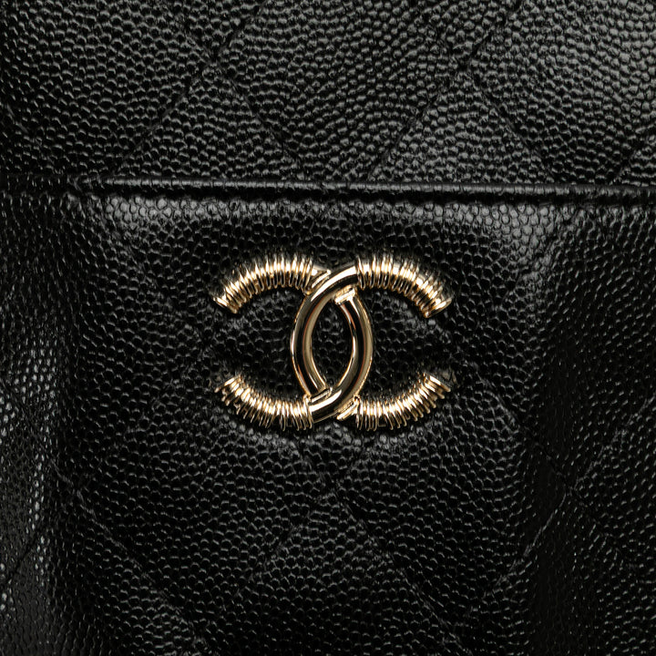 Chanel CC Quilted Caviar Card Holder Noir