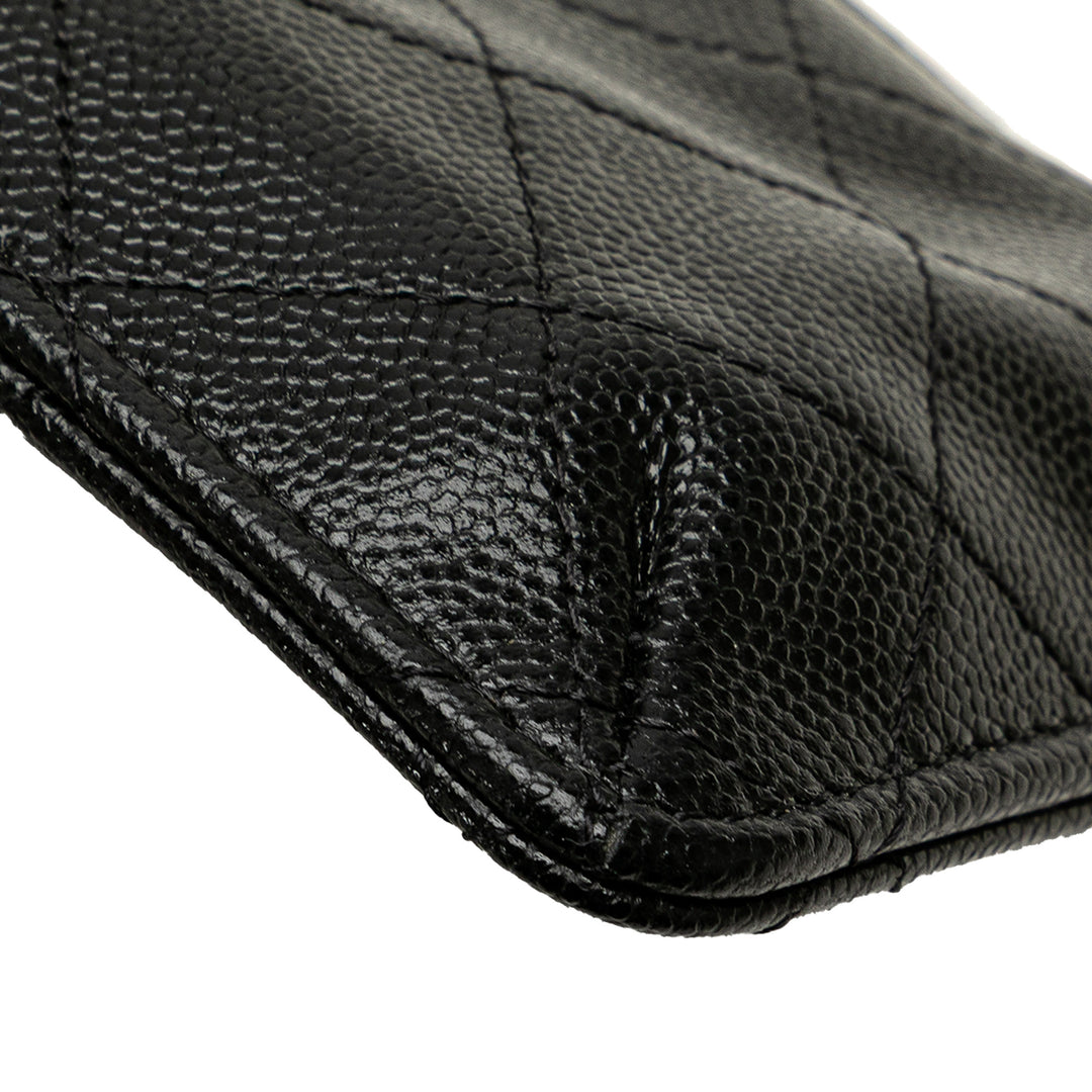 Chanel CC Quilted Caviar Card Holder Noir