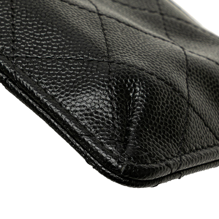 Chanel CC Quilted Caviar Card Holder Noir