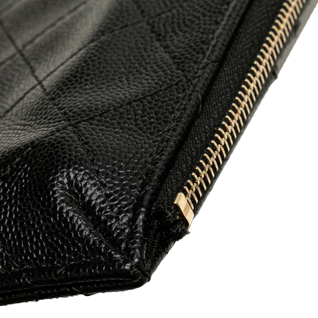 Chanel CC Quilted Caviar Card Holder Noir