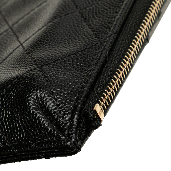 Chanel CC Quilted Caviar Card Holder Noir