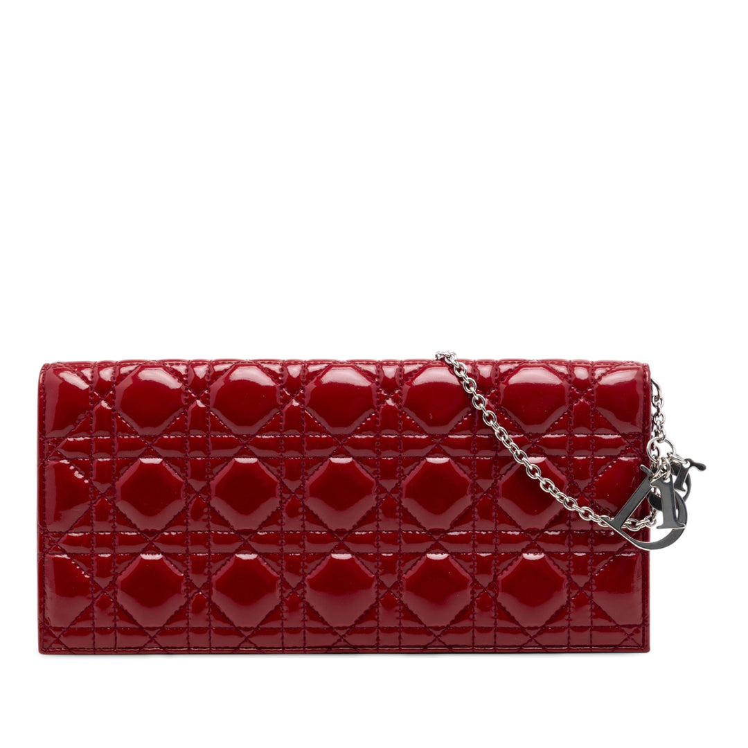 Dior Cuir verni Cannage Lady Dior Pochette avec chaîne