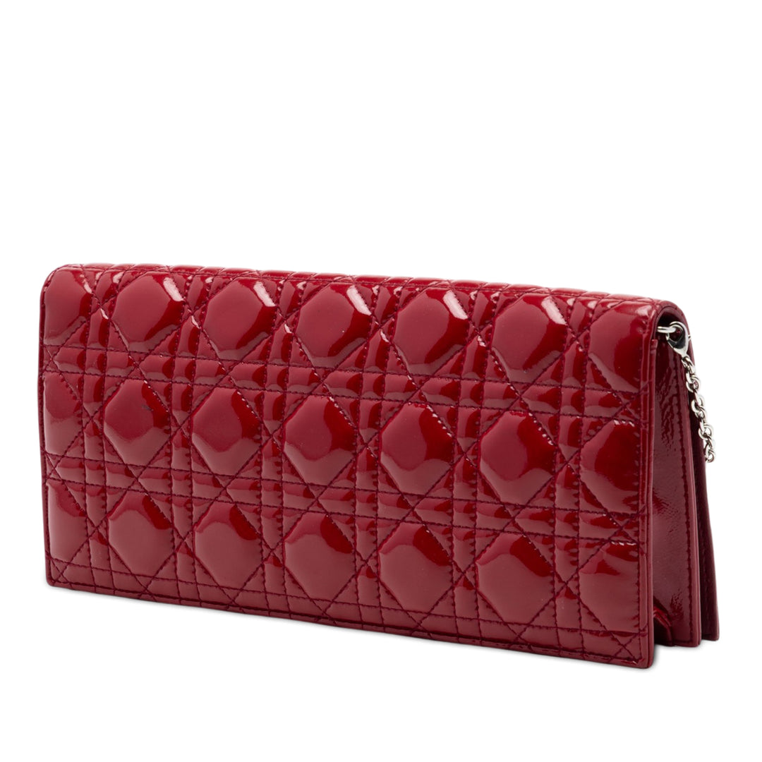 Dior Cuir verni Cannage Lady Dior Pochette avec chaîne