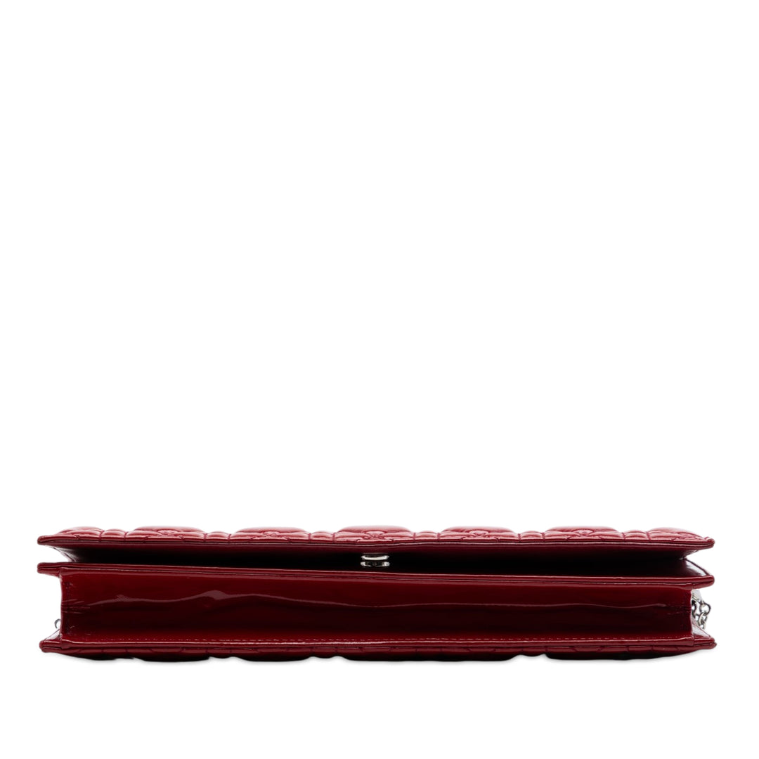 Dior Cuir verni Cannage Lady Dior Pochette avec chaîne