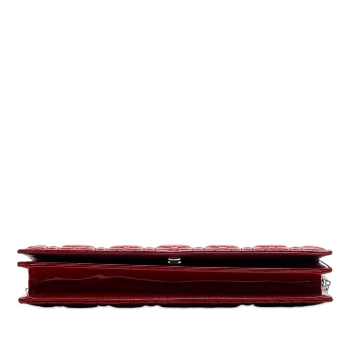 Dior Cuir verni Cannage Lady Dior Pochette avec chaîne