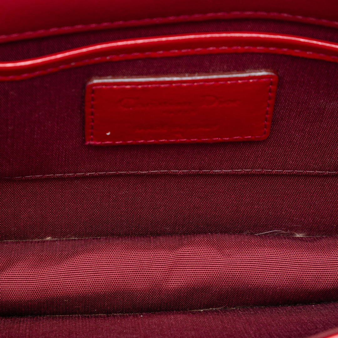 Dior Cuir verni Cannage Lady Dior Pochette avec chaîne