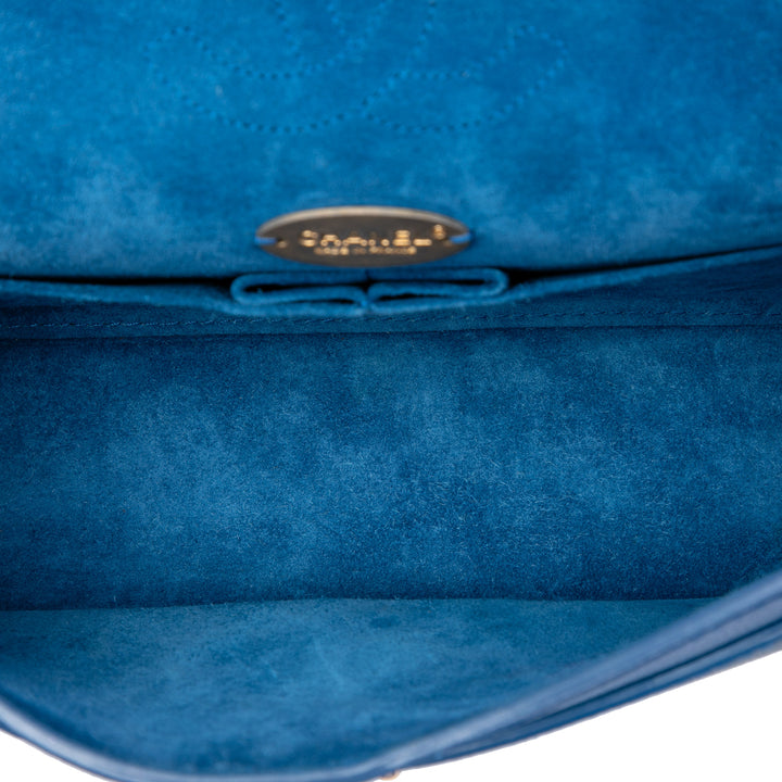 Chanel Classic Pure Double rabat Moyen Cuir caviar Bleu