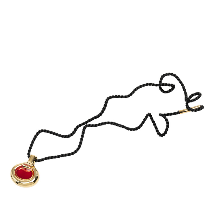 Hermès plaqué et Lacquered Parfum Bottle Pendant Collier Doré – vue principale – GABY PARIS