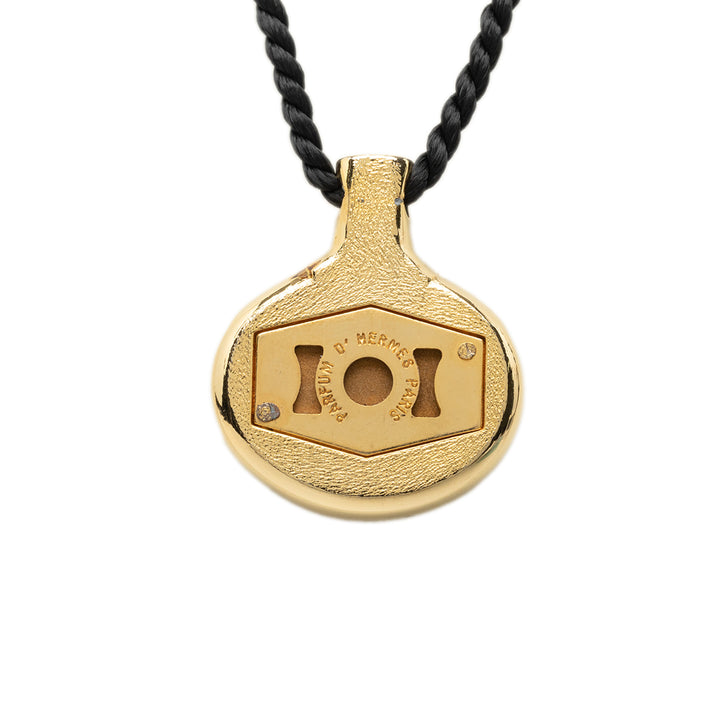 Hermès plaqué et Lacquered Parfum Bottle Pendant Collier Doré – vue 3 – GABY PARIS