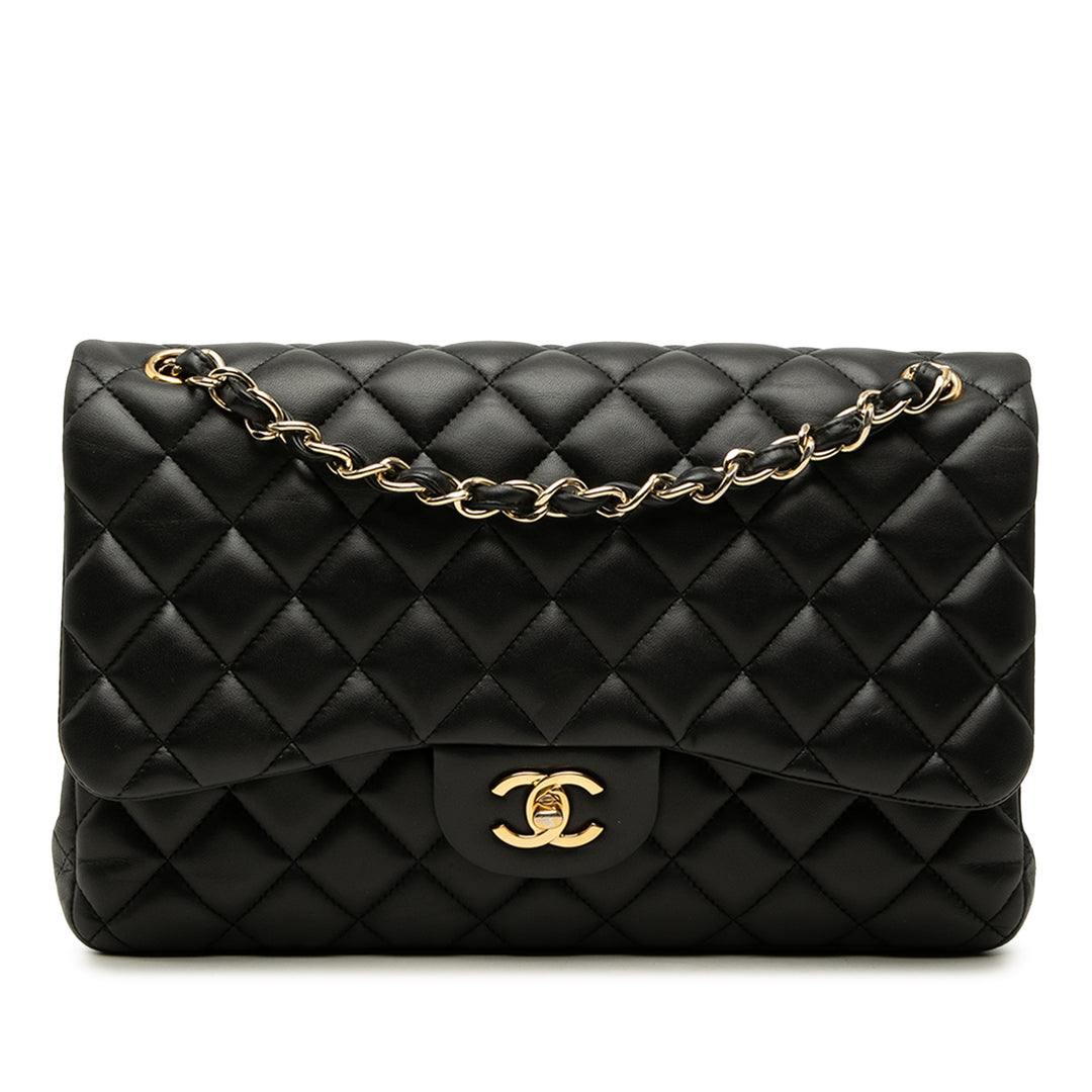 Classic Double rabat Jumbo Cuir d'agneau Noir