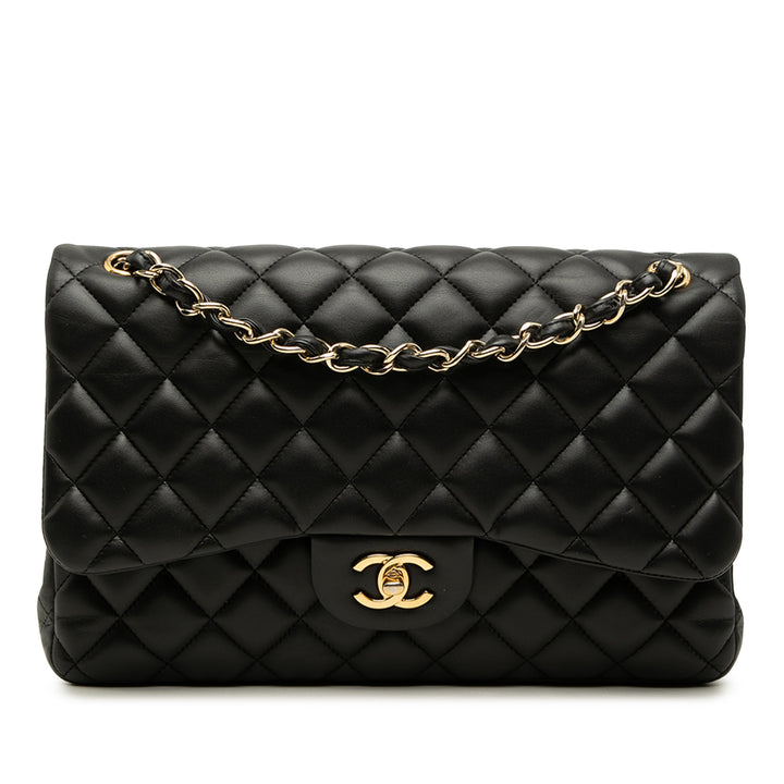 Classic Double rabat Jumbo Cuir d'agneau Noir