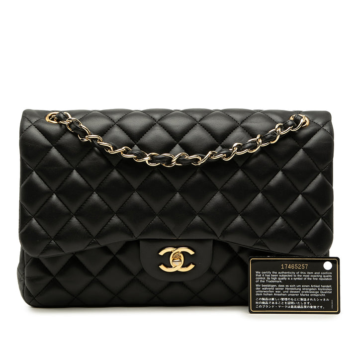 Classic Double rabat Jumbo Cuir d'agneau Noir