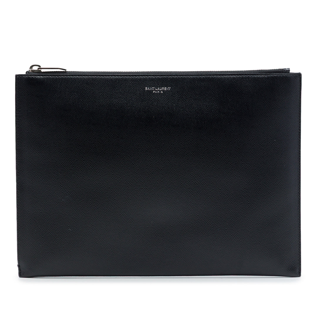 Saint Laurent Grain De Poudre Zippé Pochette Noir – vue principale – GABY PARIS