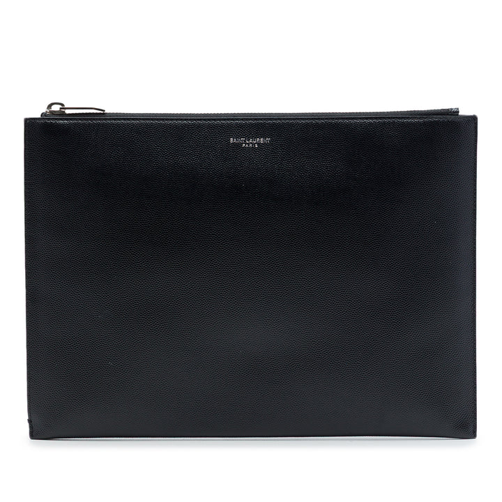 Saint Laurent Grain De Poudre Zippé Pochette Noir – vue principale – GABY PARIS