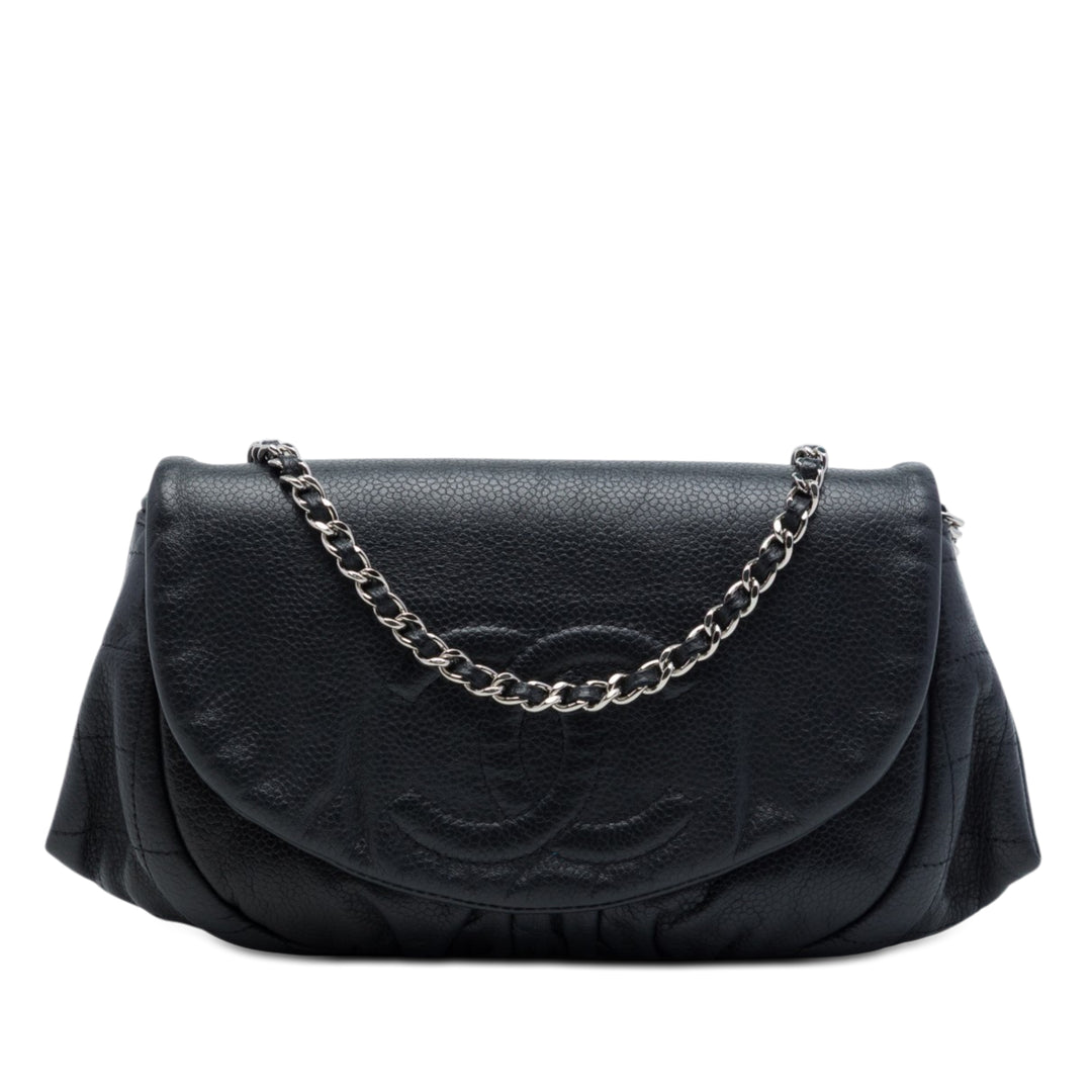 Chanel CC Half Moon Wallet on Chain Cuir caviar