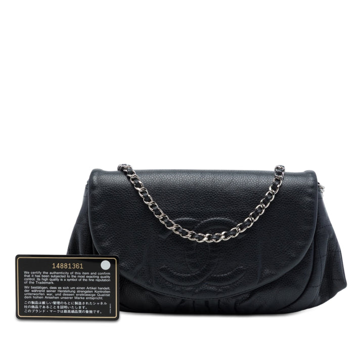 Chanel CC Half Moon Wallet on Chain Cuir caviar