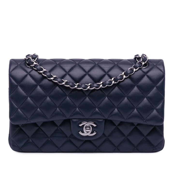 Medium Classic Lambskin Double Flap Blue - Gaby Paris