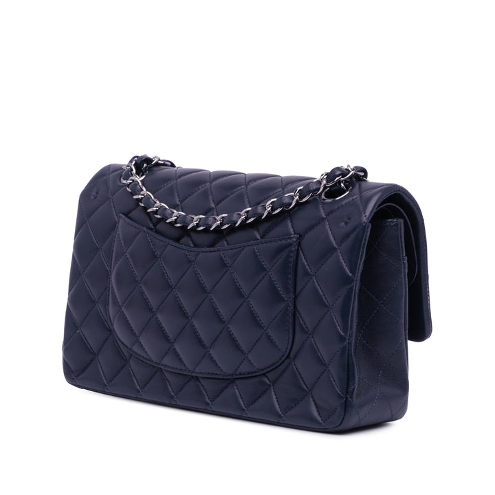 Medium Classic Lambskin Double Flap Blue - Gaby Paris