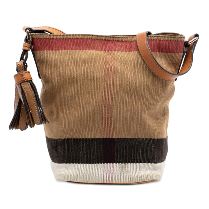Burberry Mini Mega Check Toile Ashby Pompon Bucket Sac