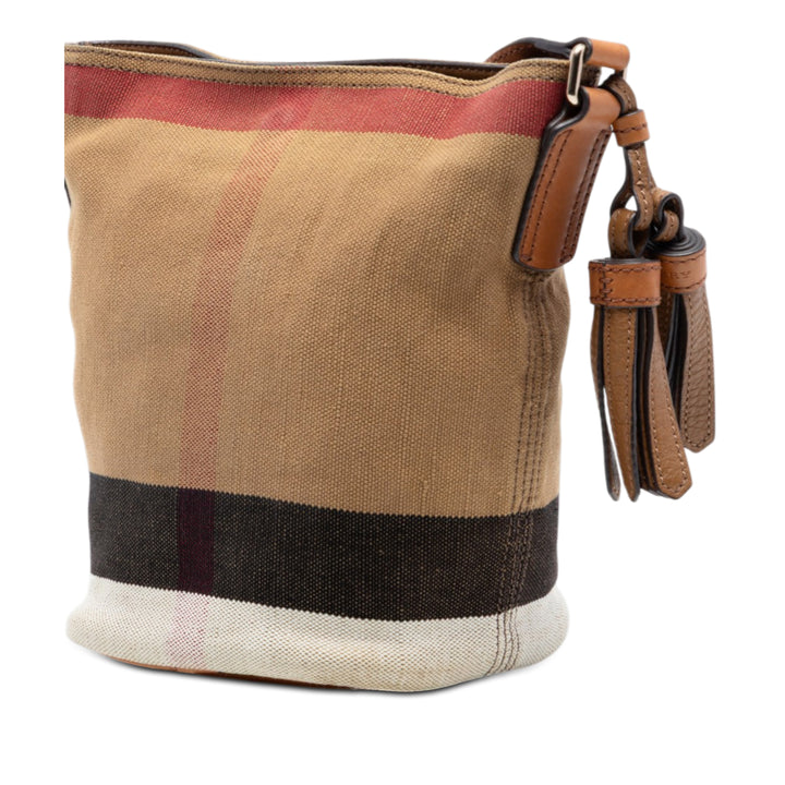 Burberry Mini Mega Check Toile Ashby Pompon Bucket Sac