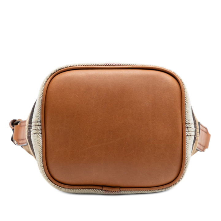 Burberry Mini Mega Check Toile Ashby Pompon Bucket Sac
