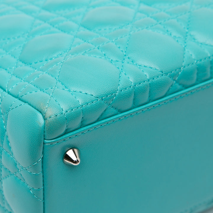 Medium Lambskin Cannage Lady Dior Blue - Gaby Paris