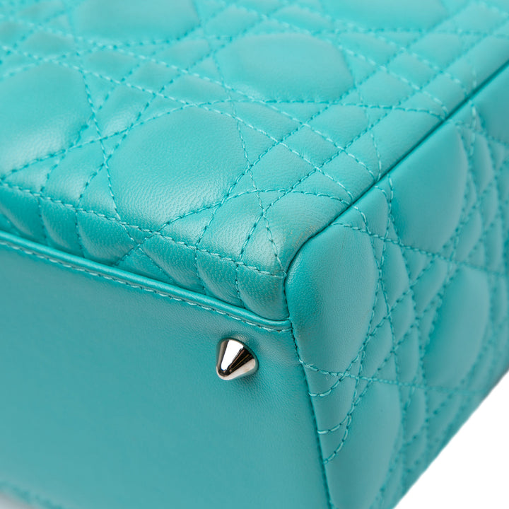 Medium Lambskin Cannage Lady Dior Blue - Gaby Paris