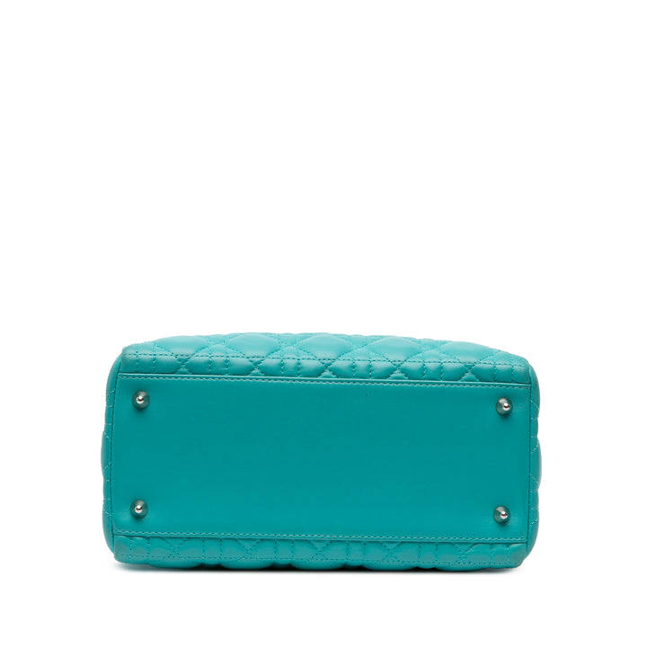 Medium Lambskin Cannage Lady Dior Blue - Gaby Paris