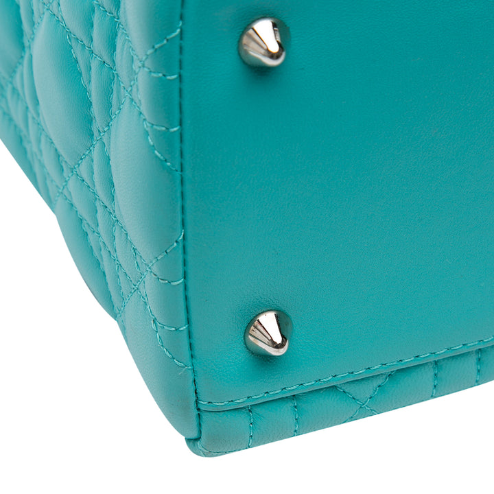 Medium Lambskin Cannage Lady Dior Blue - Gaby Paris