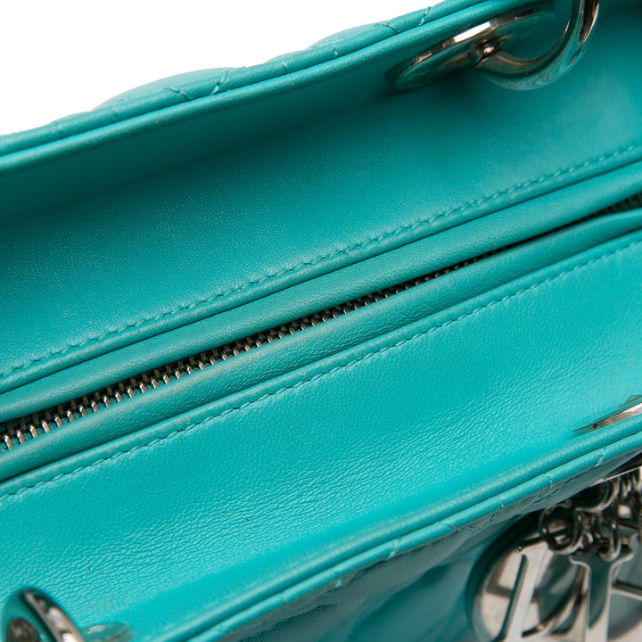 Medium Lambskin Cannage Lady Dior Blue - Gaby Paris
