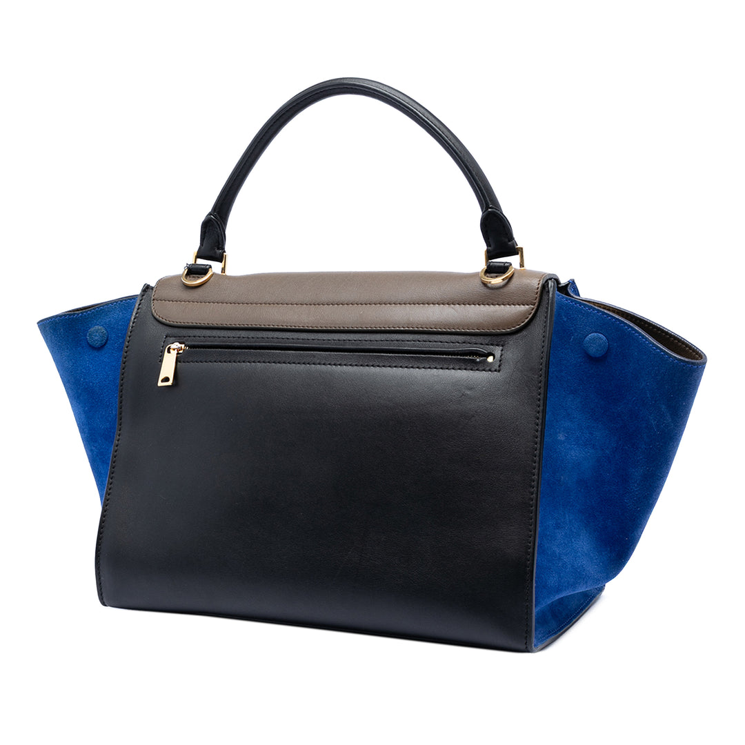 Celine Medium Tricolor Cuir de veau et Daim Trapeze Sac