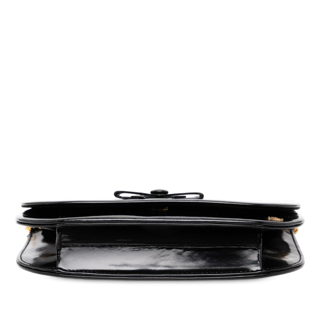 Dior Shiny Cuir de veau Bow Sac bandoulière Noir