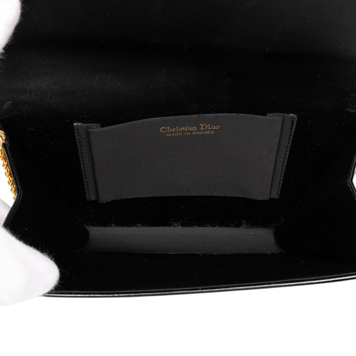 Dior Shiny Cuir de veau Bow Sac bandoulière Noir