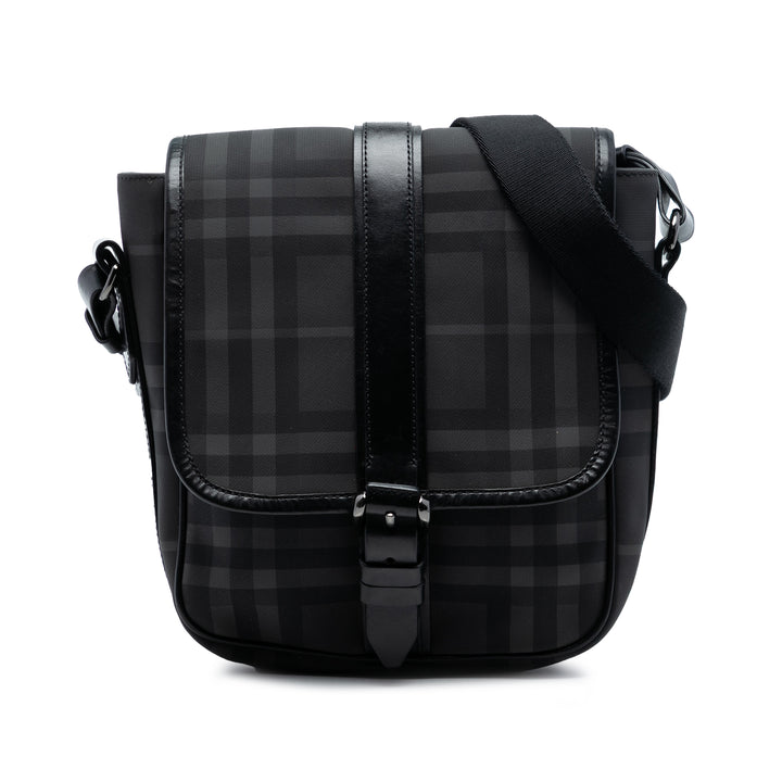 Burberry Smoke Check Coated Toile Sac porté croisé