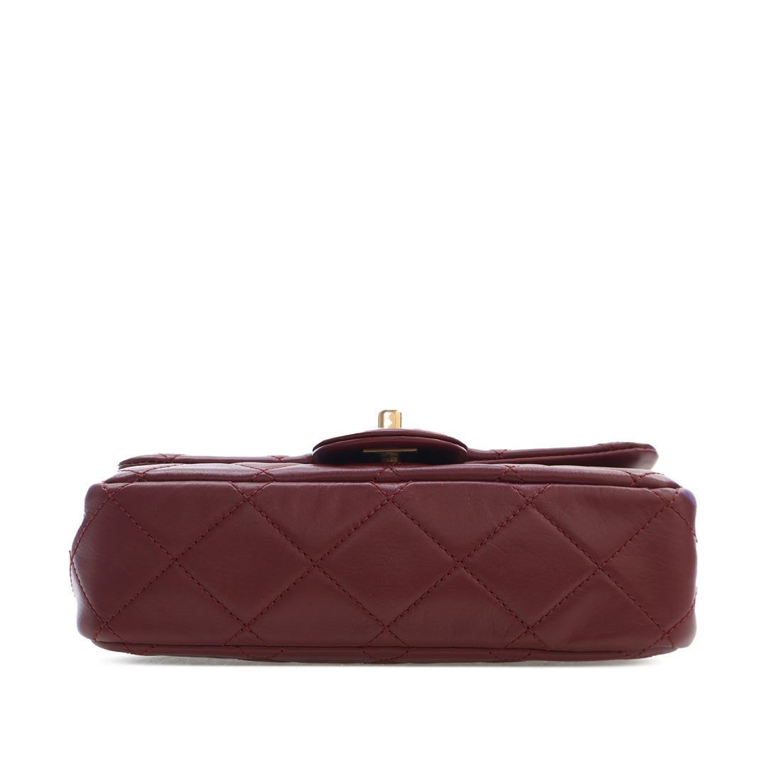 Chanel Mini Matelassé Cuir de veau Cristal Perles Chain à rabat