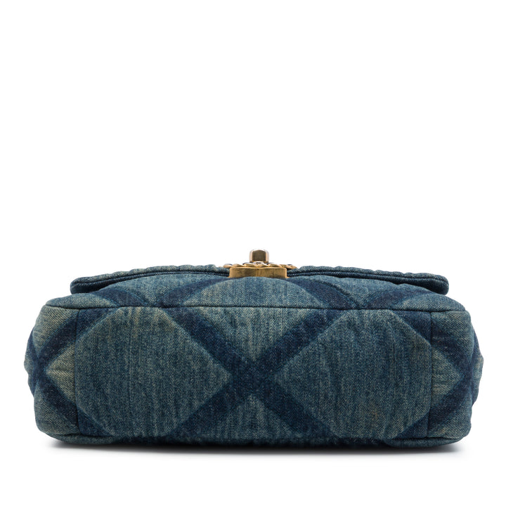 Chanel 19 à rabat Moyen Jean Bleu – vue 3 – GABY PARIS
